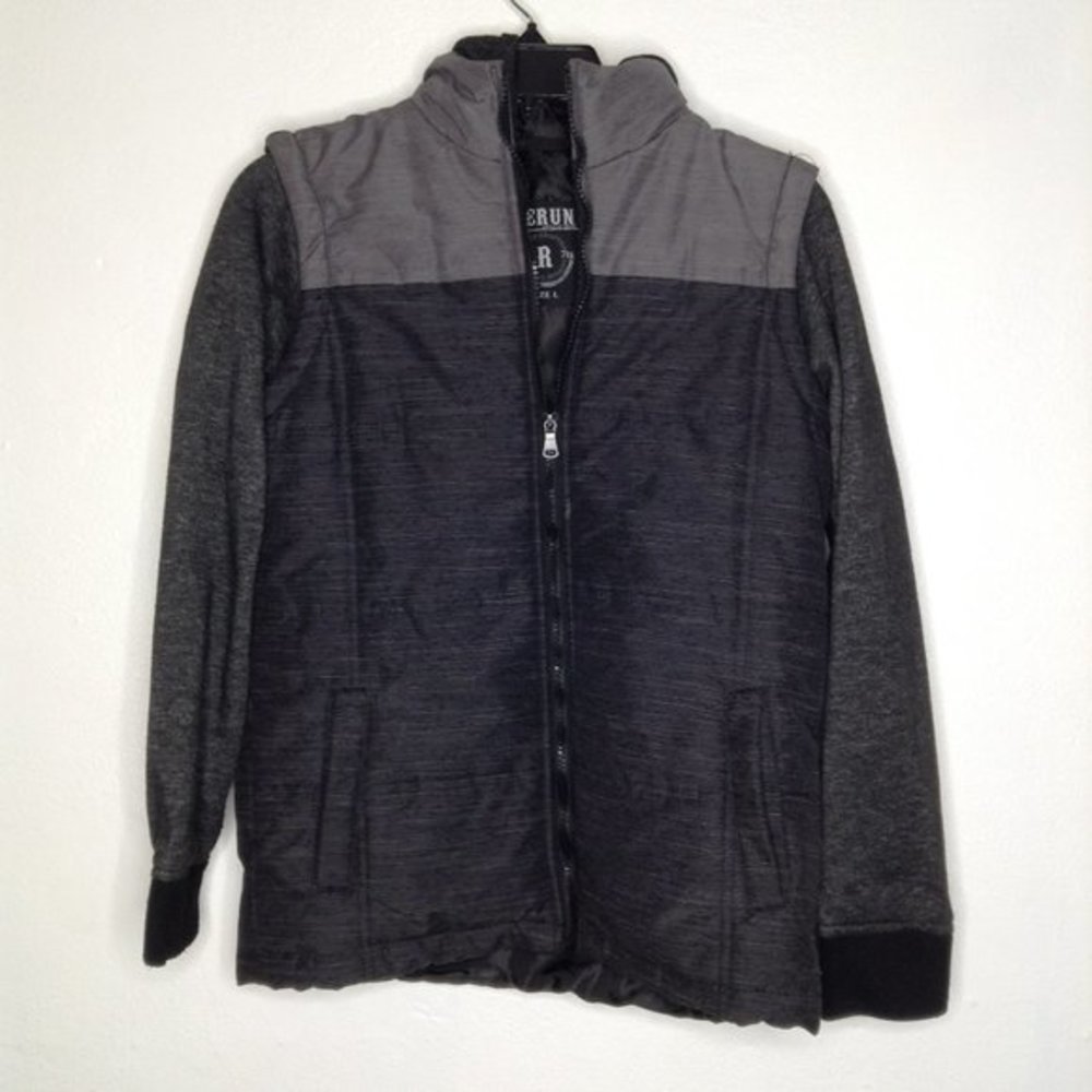 RERUN Boys Full Zip Hooded Puffer Jacket Coat Grey Size Large